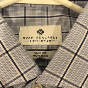 Blue Windowpane French Cuff Slim Fit 